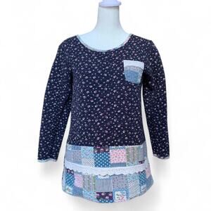 Cottagecore quilted patchwork floral sweater